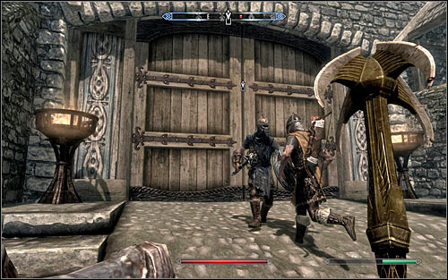 Depending on preferences, you can wait for the other Stormcloak soldiers to arrive, or head directly towards the Whiterun main gate (the above screen) - Battle for Whiterun | Stormcloak Rebellion Quests - Stormcloak Rebellion Quests - The Elder Scrolls V: Skyrim Game Guide