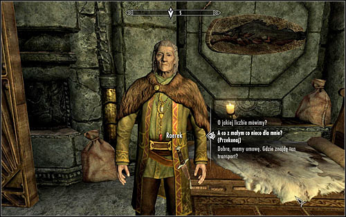 After you reveal to him that you are a member of the Stormcloak Rebellion, Raerek offers that he keeps the information of him worshipping the forbidden god in exchange for information on a shipment of silver and weapons - Compelling Tribute - p.2 | Stormcloak Rebellion Quests - Stormcloak Rebellion Quests - The Elder Scrolls V: Skyrim Game Guide