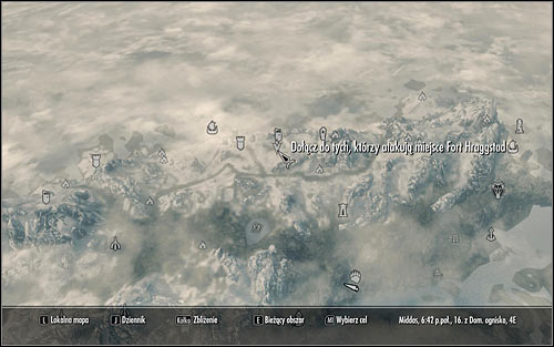 Start by opening the world map - The Battle for fort Hraggstad | Stormcloak Rebellion Quests - Stormcloak Rebellion Quests - The Elder Scrolls V: Skyrim Game Guide