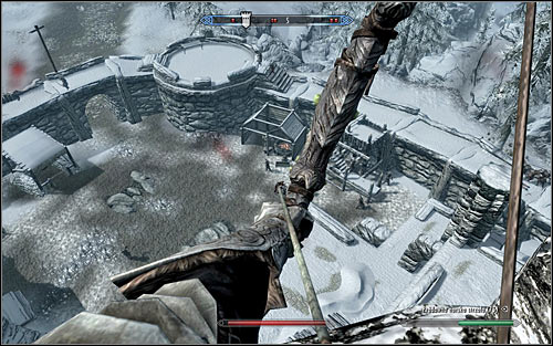 If your character prefers attacking foes from a distance, try to sneak into the fort and find a good spot to shoot at them - The Battle for fort Hraggstad | Stormcloak Rebellion Quests - Stormcloak Rebellion Quests - The Elder Scrolls V: Skyrim Game Guide