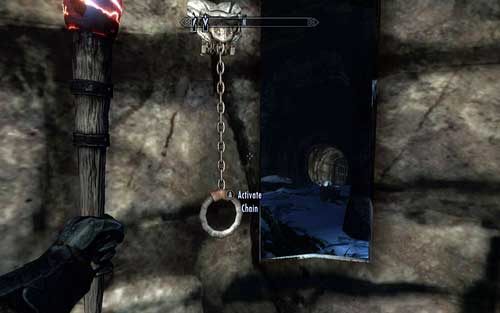 Inside you will find a chain, using which you can open the grate in the north - Awakening - Beginning - The Elder Scrolls V: Skyrim - Dawnguard - Game Guide and Walkthrough