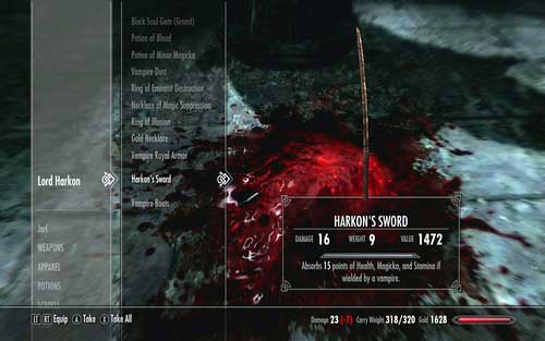 Also remember to take the items lying beside the remains of the former Lord - Touching The Sky - p. 4 - Vampire Lord path - The Elder Scrolls V: Skyrim - Dawnguard - Game Guide and Walkthrough