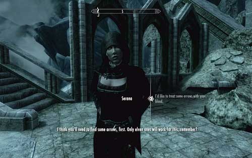 Apart from that, Serana can change elven arrows as well - Touching The Sky - p. 4 - Dawnguard path - The Elder Scrolls V: Skyrim - Dawnguard - Game Guide and Walkthrough