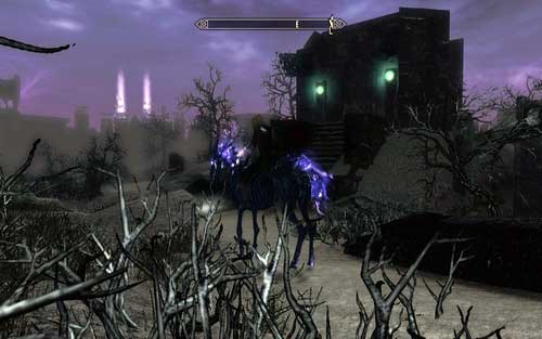 Going along the northern path, on the right you will pass by a building with two blue lights - Impatience of a Saint - p. 1 - Mutual side missions - The Elder Scrolls V: Skyrim - Dawnguard - Game Guide and Walkthrough