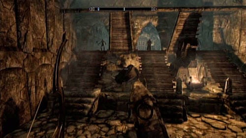 Inside the next chamber, use the lever (on the left, inside the small corridor) and approach the newly opened gate - Skyrim Dragonborn: Find the source of Miraaks power - Skyrim Dragonborn: Main story mode - The Temple of Miraak - The Elder Scrolls V: Skyrim - Dragonborn Game Guide