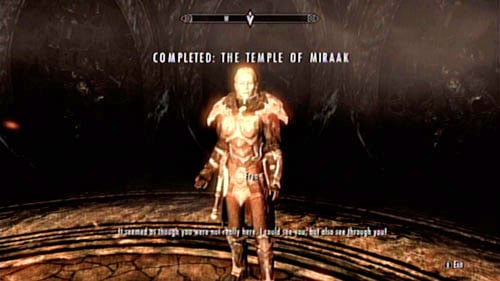 After returning from the unfamiliar realm, you will end up back in the strange round room - Skyrim Dragonborn: Talk to Frea - part 2 - Skyrim Dragonborn: Main story mode - The Temple of Miraak - The Elder Scrolls V: Skyrim - Dragonborn Game Guide