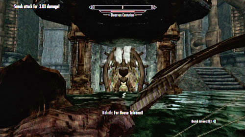 Cross the lowered bridge and return to the main room of the fortress (Nchardak Great Chamber) - Skyrim Dragonborn: Restore the steam supply to the Dwemer reading room - Skyrim Dragonborn: Main story mode - Path of Knowledge - The Elder Scrolls V: Skyrim - Dragonborn Game Guide