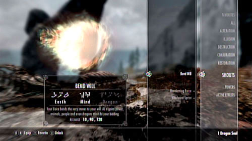 Open the magic panel, head to Shouts and unlock Bend Will to learn the final mystery of your enemy - Skyrim Dragonborn: Unlock your Bend Will Shout - Skyrim Dragonborn: Main story mode - At the Summit of Apocrypha - The Elder Scrolls V: Skyrim - Dragonborn Game Guide