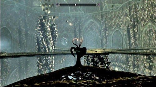 Inside the newly opened room, use the button and cross the corridor - Skyrim Dragonborn: Reach Miraaks Temple - Skyrim Dragonborn: Main story mode - At the Summit of Apocrypha - The Elder Scrolls V: Skyrim - Dragonborn Game Guide