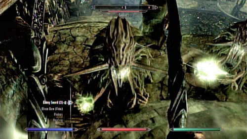 Inside the next room you will have to fight with two Seekers - if you eliminate them fast enough, you shouldnt have any problems (they become more dangerous once divided) - Skyrim Dragonborn: Reach Miraaks Temple - Skyrim Dragonborn: Main story mode - At the Summit of Apocrypha - The Elder Scrolls V: Skyrim - Dragonborn Game Guide