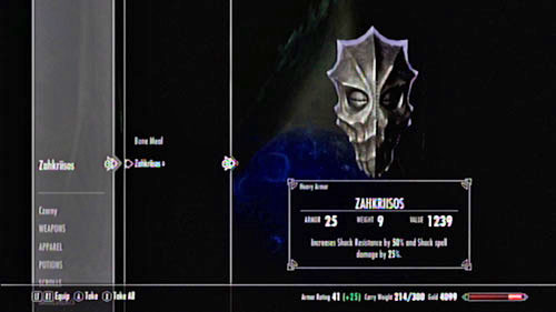 After you defeat the Priest, pick up his mask - it provides a 50% Shock resistance and increases damage from such spells by another 25% - Skyrim Dragonborn: The Final Descent - Skyrim Dragonborn: Side missions - Raven Rock - The Elder Scrolls V: Skyrim - Dragonborn Game Guide