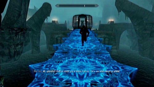 After returning to the main chamber, approach the cage in the middle - Skyrim Dragonborn: Lost Legacy - Skyrim Dragonborn: Side missions - Skaal Village - The Elder Scrolls V: Skyrim - Dragonborn Game Guide
