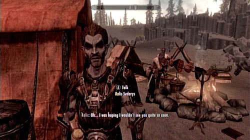 Meet with Ralis in the camp by Kolbjorn Barrow - Skyrim Dragonborn: Unearthed - Skyrim Dragonborn: Side missions - Kolbjorn Barrow - The Elder Scrolls V: Skyrim - Dragonborn Game Guide