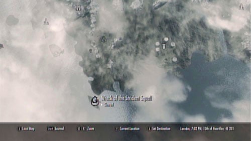 The wreck can be found at the southern shore of the island, nearby Old Attius Farm - Skyrim Dragonborn: Locate Cindiris Folio from the wreck of the Strident Squall - Skyrim Dragonborn: Other missions - The Elder Scrolls V: Skyrim - Dragonborn Game Guide