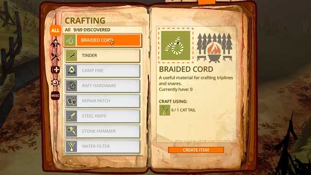 In the Crafting tab you can construct various items - Interface - Basic information - The Flame in the Flood - Game Guide and Walkthrough