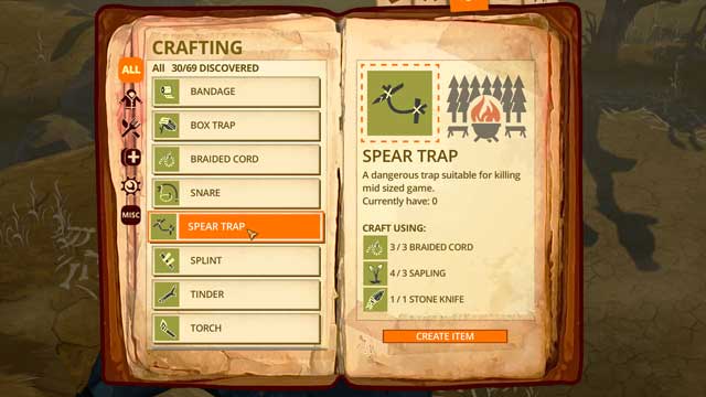 The spear trap will require a bit more resources. - How to make a trap for wolves? - Crafting - The Flame in the Flood - Game Guide and Walkthrough