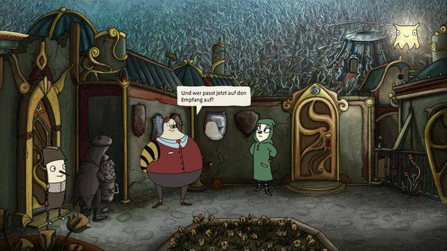 Steve is admiring Pete in the shield - Part Four - Walkthrough - The Inner World - Game Guide and Walkthrough