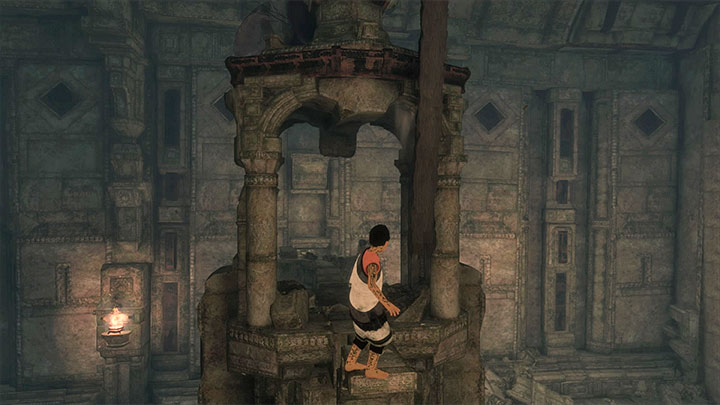Grab on to Tricos tail - Solve the blue fumes puzzle and continue exploring the ruins | Walkthrough - Walkthrough - The Last Guardian Game Guide