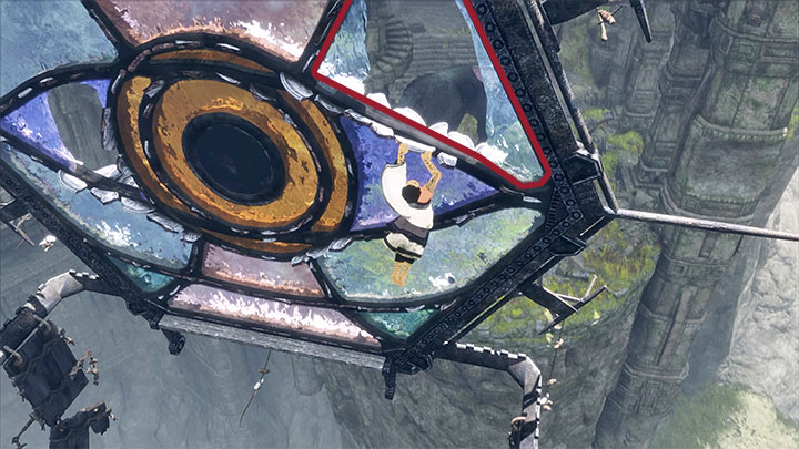 Start climbing here by reaching to the edges higher up - High-altitude climb | Walkthrough - Walkthrough - The Last Guardian Game Guide