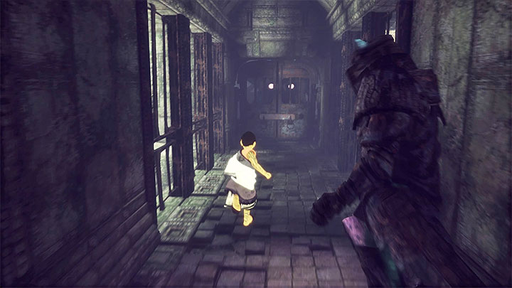 Remove the blockade before the boy is caught by enemies - Feed Trico and get out of the hall with the large dome | Walkthrough - Walkthrough - The Last Guardian Game Guide