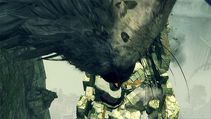 Make a leap at the edge, and Trico will catch the boy in his beak - Feed Trico and get out of the hall with the large dome | Walkthrough - Walkthrough - The Last Guardian Game Guide