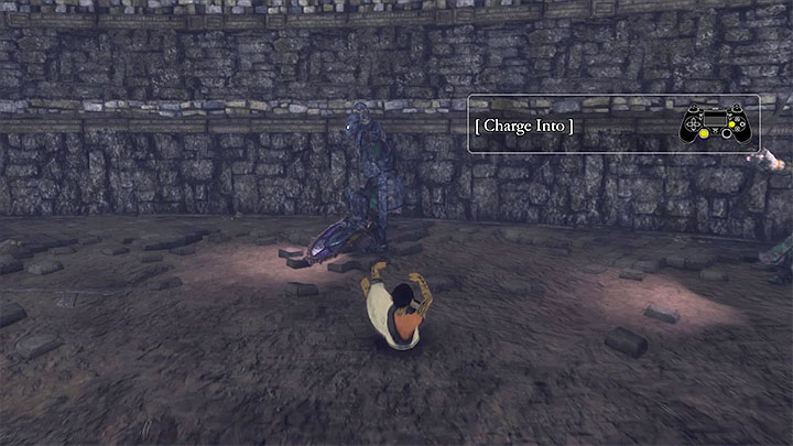 Ram into the shielded opponent to allow Trico to finish him off - Solve the cart puzzle | Walkthrough - Walkthrough - The Last Guardian Game Guide