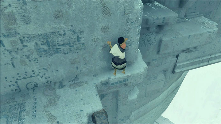 Carefully proceed while sticking to the wall - Destroy the glass windows and explore the second tower | Walkthrough - Walkthrough - The Last Guardian Game Guide