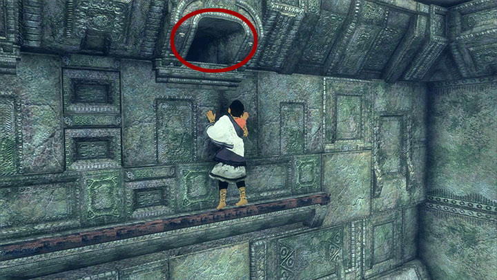 Approach the ledge closer to the upper edge of the screen and start moving over it - Cross two chambers with rotating guards | Walkthrough - Walkthrough - The Last Guardian Game Guide