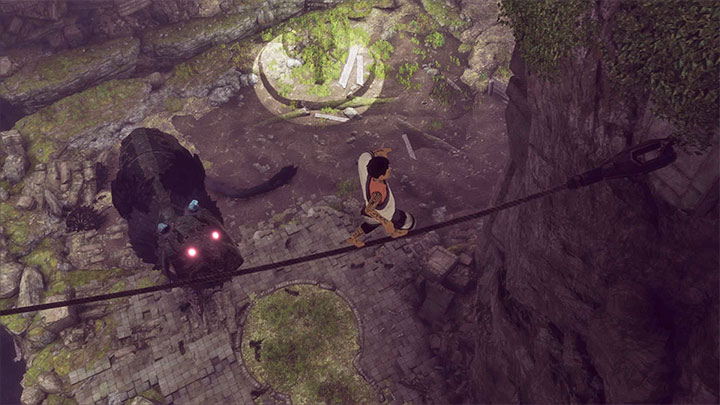 Walk over the rope to get to lianas - Find Trico and avoid the other beast | Walkthrough - Walkthrough - The Last Guardian Game Guide