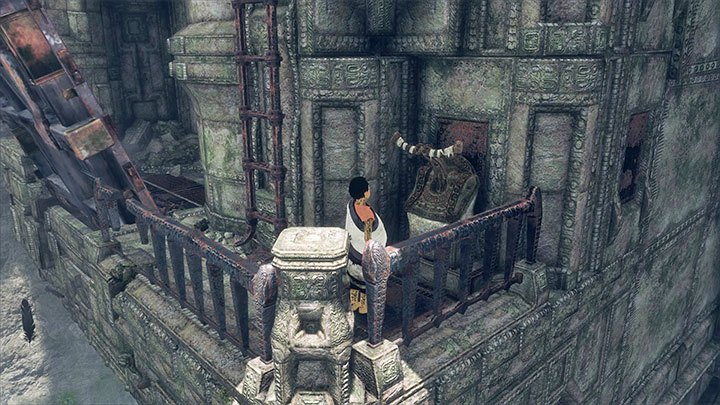 The lever that lowers the drawbridge is on the right - Get around suits of armour on your way to Trico | Walkthrough - Walkthrough - The Last Guardian Game Guide