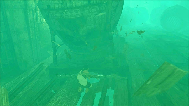 Push the cauldron along the new route until you fall into a flooded cave - Cross the corridors with blue fumes | Walkthrough - Walkthrough - The Last Guardian Game Guide