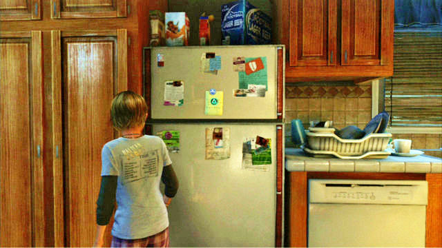Once you are done, go downstairs and take a look at the mobile on the tabletop, and read the note attached to the fridge door - The Last of Us: Prologue Walkthrough - Prologue - The Last of Us Guide