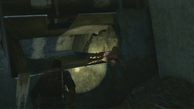 Climb to the higher level and walk through the narrow tunnel - The Last of Us: Downtown, The Outskirts Walkthrough, map - The Outskirts - The Last of Us Guide