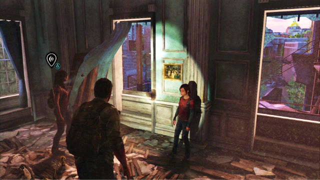 After the last one of the zombies dies, approach the broken window in the corner of the room - The Last of Us: The Museum, The Outskirts Walkthrough, map - The Outskirts - The Last of Us Guide