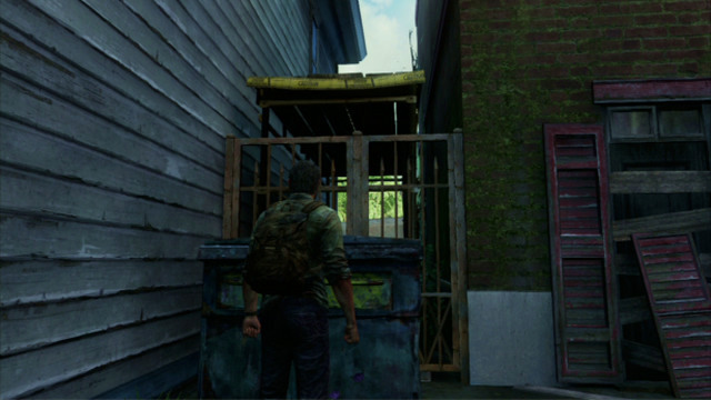 To get up, you need to move a nearby container - The Last of Us: The Capitol Building, The Outskirts Walkthrough, map - The Outskirts - The Last of Us Guide