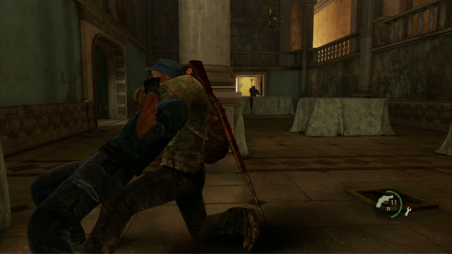 You can now return to the place where you found the rifle and eliminate the enemy that walks in circles - The Last of Us: The Capitol Building, The Outskirts Walkthrough, map - The Outskirts - The Last of Us Guide