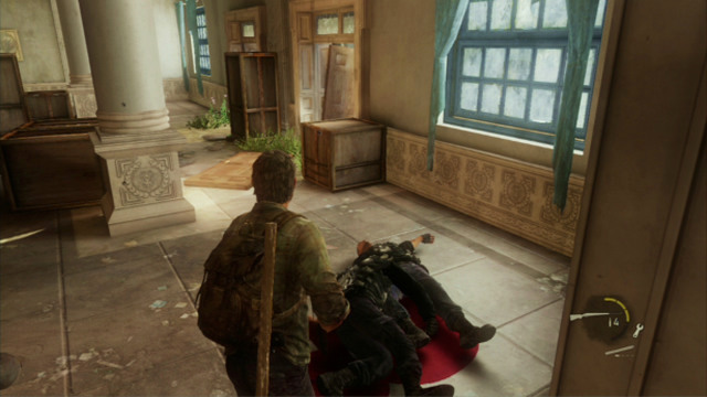 There are only three more soldiers remaining in the building and you can eliminate them without any problems with the rifle that you obtained earlier - The Last of Us: The Capitol Building, The Outskirts Walkthrough, map - The Outskirts - The Last of Us Guide