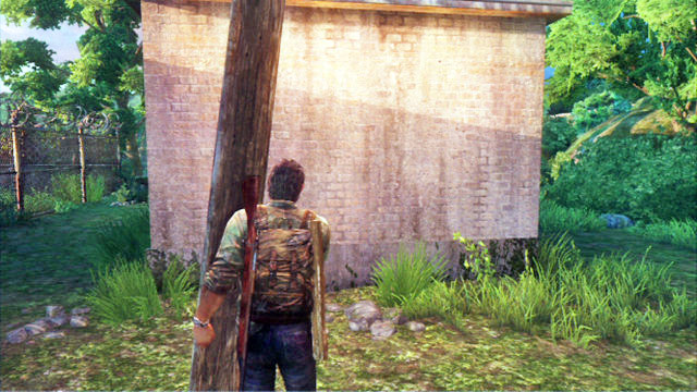 Pick it up and lean it against the structures wall - The Last of Us: The Woods, Bills Town Walkthrough - Bills Town - The Last of Us Guide