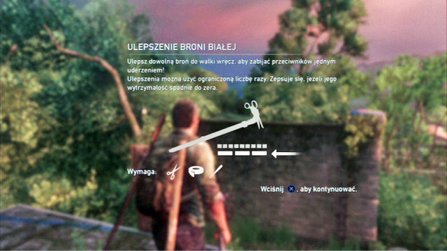 Before you get to the other side, though, pick up the weapon that is lying at your feet - The Last of Us: The Woods, Bills Town Walkthrough - Bills Town - The Last of Us Guide