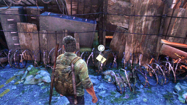 As you walk ahead, you will approach a large barricade - The Last of Us: The Woods, Bills Town Walkthrough - Bills Town - The Last of Us Guide