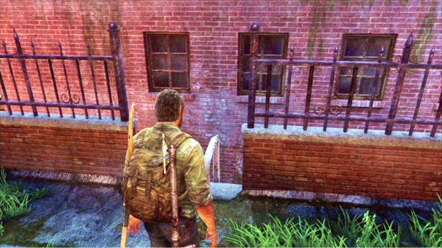 Finally, you will reach a ladder that you can climb down to the street level - The Last of Us: The Woods, Bills Town Walkthrough - Bills Town - The Last of Us Guide