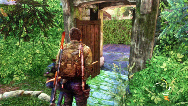 Once the area is clear, go to the other end of the graveyard and wait for Bill to open the door - The Last of Us: Graveyard, Bills Town Walkthrough - Bills Town - The Last of Us Guide