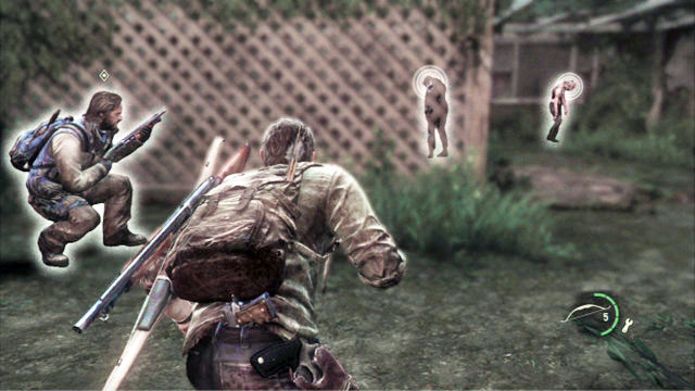 A bit further, you will approach a house with clickers at the door - The Last of Us: Graveyard, Bills Town Walkthrough - Bills Town - The Last of Us Guide