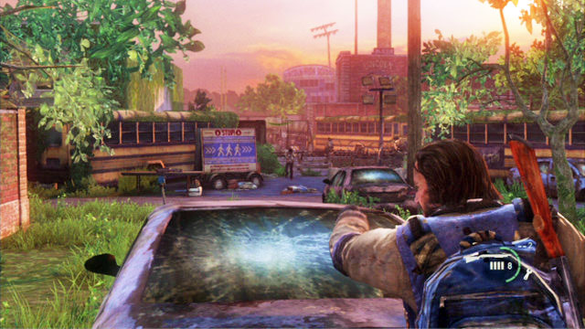 Together, leave through the garage to enter an area swarming with enemies - The Last of Us: Graveyard, Bills Town Walkthrough - Bills Town - The Last of Us Guide