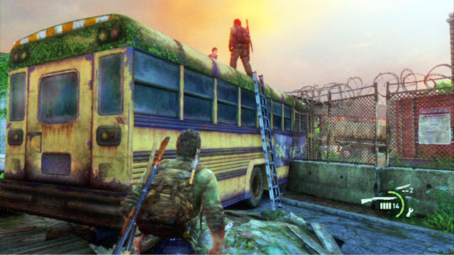 Once the area is clear, take a look at the bus to the left - The Last of Us: Graveyard, Bills Town Walkthrough - Bills Town - The Last of Us Guide