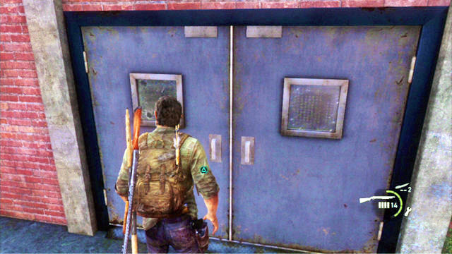 Once you make it through to the other side of the fence, check out the door of the nearby building - The Last of Us: Graveyard, Bills Town Walkthrough - Bills Town - The Last of Us Guide