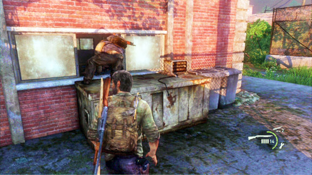 You will find there a small window which you can follow your companions through - The Last of Us: Graveyard, Bills Town Walkthrough - Bills Town - The Last of Us Guide