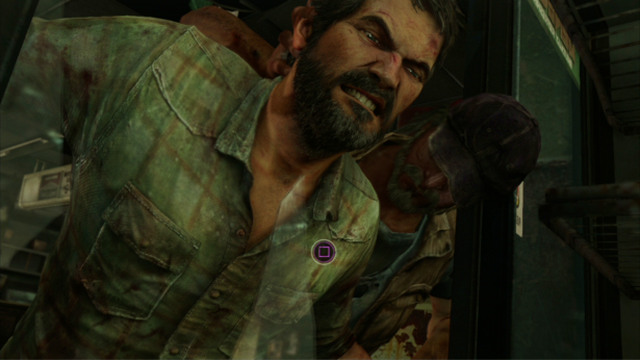 When the cutscene ends, start tapping the square as soon as possible, to avoid the broken glass and kill the assailant that is holding you - The Last of Us: Alone and Forsaken, Pittsburgh Walkthrough, map - Pittsburgh - The Last of Us Guide