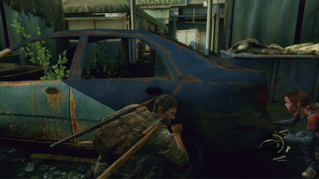 First, go to the left end of this location and take cover behind the blue vehicle - The Last of Us: Alone and Forsaken, Pittsburgh Walkthrough, map - Pittsburgh - The Last of Us Guide