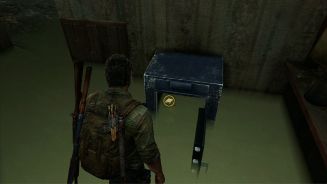 The safe is located downstairs in a small room, behind the counter - The Last of Us: Hotel Lobby, Pittsburgh Walkthrough, map - Pittsburgh - The Last of Us Guide